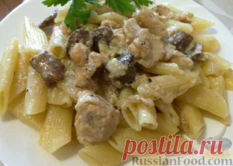 Рецепт: Куриная грудка, жаренная с грибами на RussianFood.com