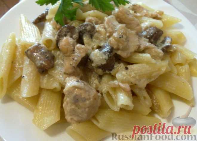 Рецепт: Куриная грудка, жаренная с грибами на RussianFood.com
