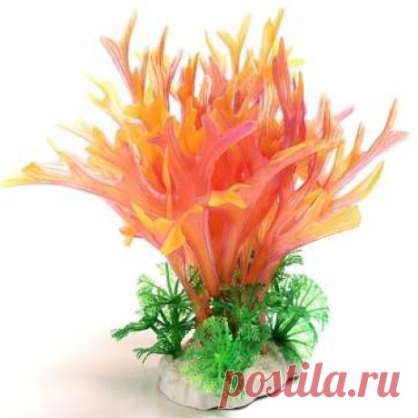 Aquarium Decoration Orange Simulation Artificial Coral And Green Grass - 227 руб.
