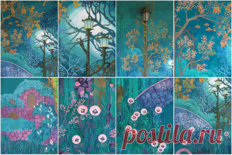 Emerald Garden (fragments of wall mural) technique: tempera Year: 2012-2013