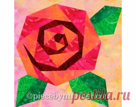 Rose одеяло блок Рози поднялся одеяло на PieceByNumberQuilts на Etsy