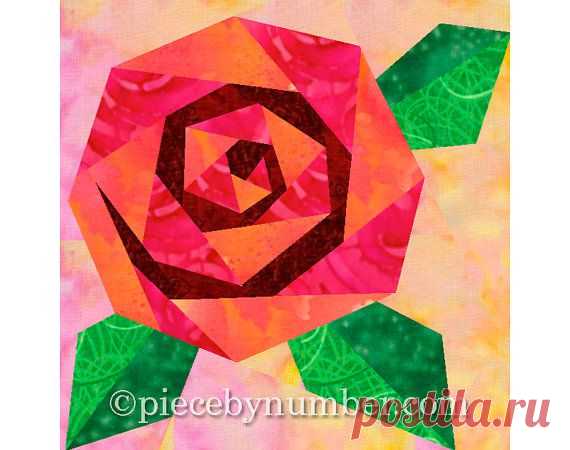 Rose одеяло блок Рози поднялся одеяло на PieceByNumberQuilts на Etsy