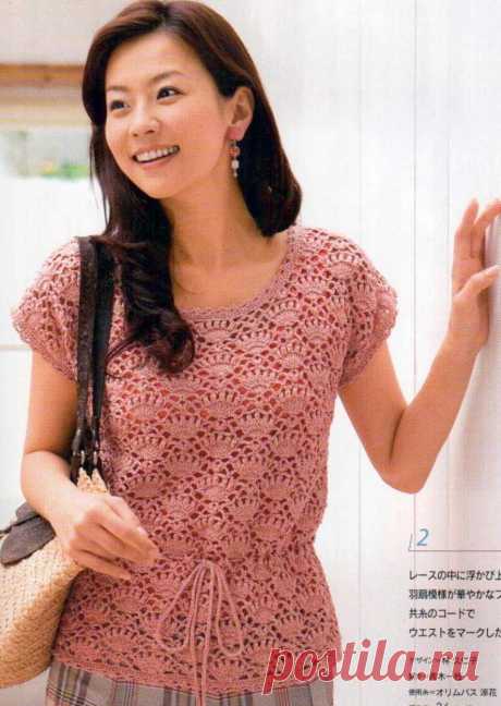 Кофточка ажурная. Узор Веера
