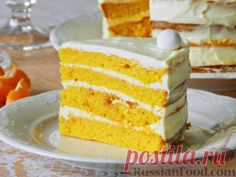 Рецепт: Тыквенный торт со взбитыми сливками на RussianFood.com