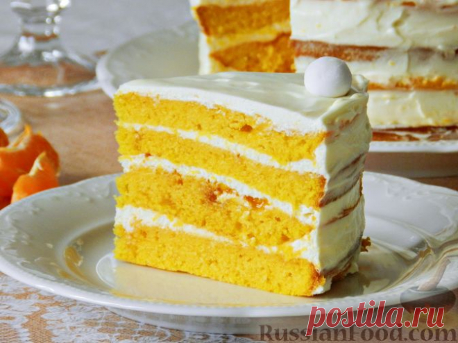 Рецепт: Тыквенный торт со взбитыми сливками на RussianFood.com