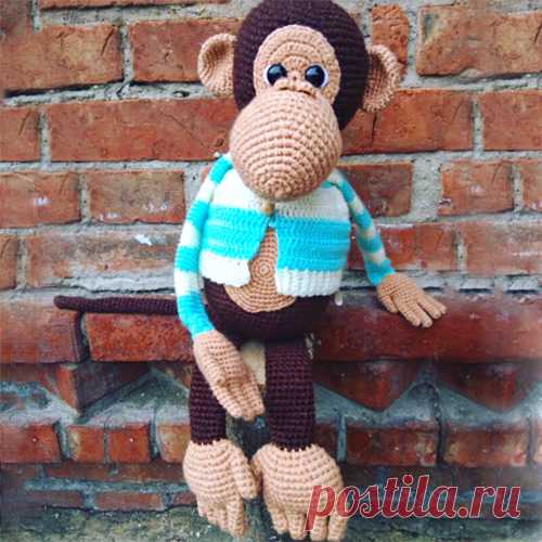 PDF Обезьянка крючком. FREE crochet pattern; Аmigurumi animal patterns. Амигуруми схемы и описания на русском. Вязаные игрушки и поделки своими руками #amimore - большая обезьянка, обезьяна, мартышка.