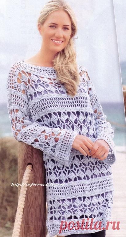 Ажурный Пуловер-Туника | Ниточка