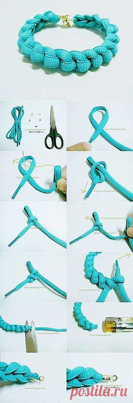 DIY shoelace bracelet / Handmade / БРАСЛЕТЫ на руку / Pinme.ru / Helen Tolstikova