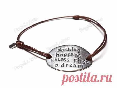 Мужской веревочный браслет с подвеской &quot;Цитата Карла Сэндберга&quot; от Amorem