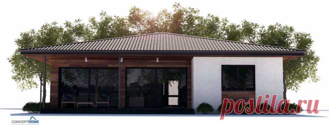 Small House plan OZ5 in modern architecture with three bedrooms. Small home design.