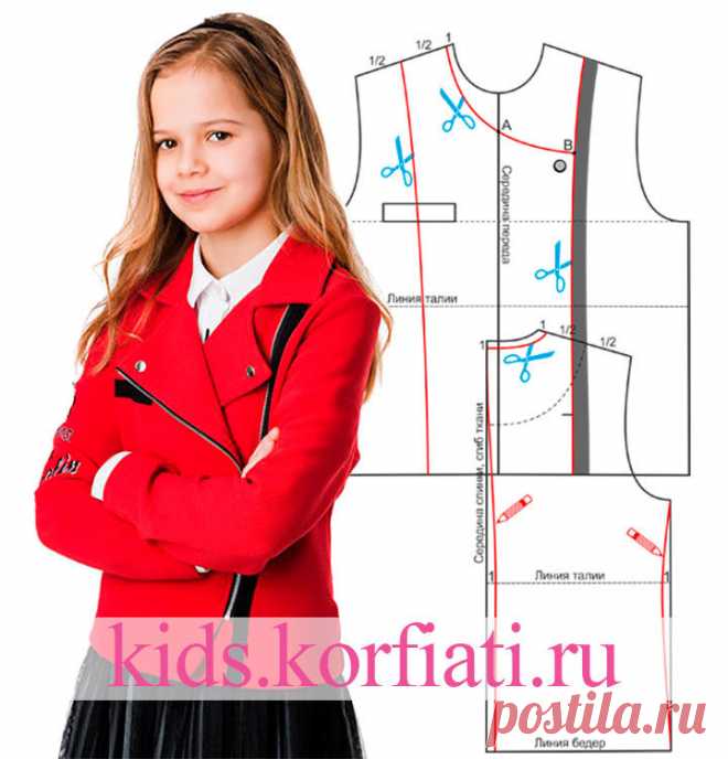 Выкройка трикотажного жакета для девочки от Анастасии Корфиати