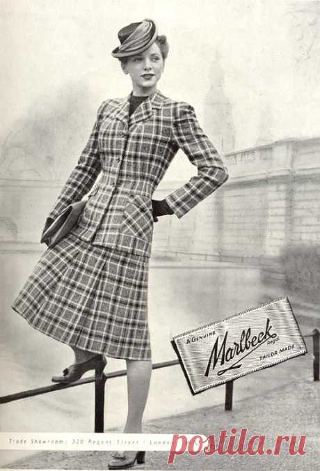 Клетка в повседневной и вечерней моде 1940-х годов.