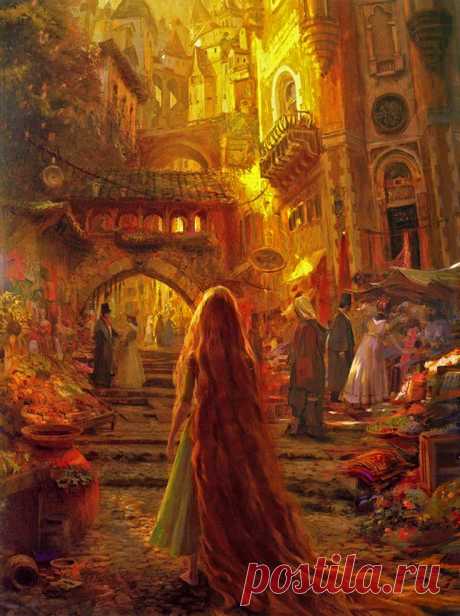 (229) Tangled Disney concept art ~Craig Mullins - WOW so beautiful! Looks like a Pre Raphelite painting | Digital art | Концептуальное Искусство, Рапунце…