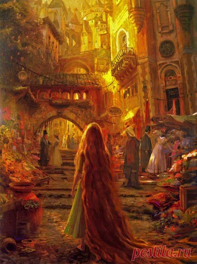 (229) Tangled Disney concept art ~Craig Mullins - WOW so beautiful! Looks like a Pre Raphelite painting | Digital art | Концептуальное Искусство, Рапунце…