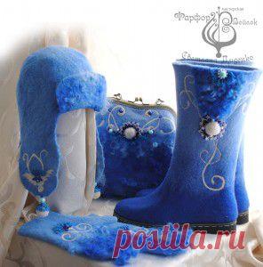 Новый валяный комплект "Синева"