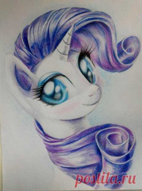 Как нарисовать портрет Рарити из My Little Pony поэтапно