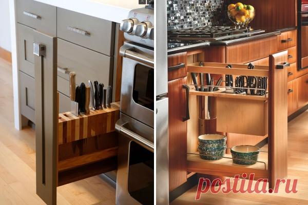 Выдвижные полки и ящики для кухни