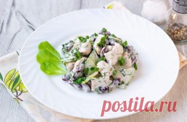 ​Быстрый салат с фасолью и огурчиками