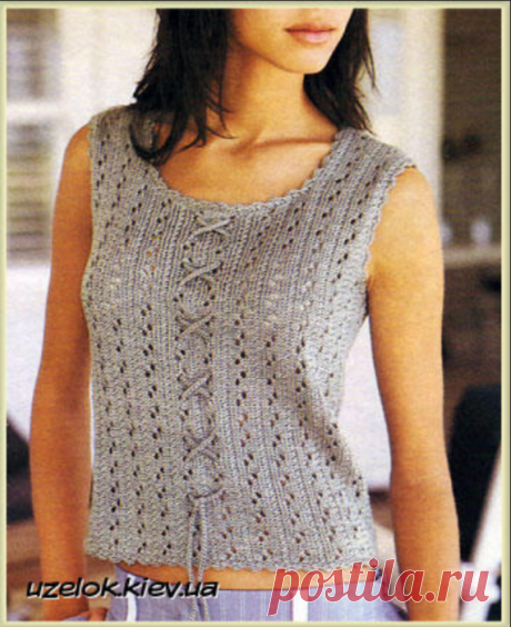 Майка-топ с декоративным шнурком — HandMade