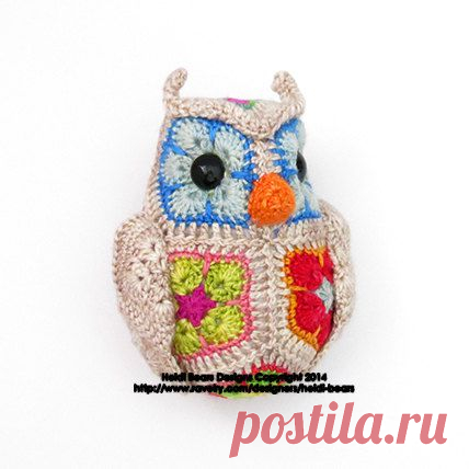 Fat Little Owl African Flower Crochet Pattern von heidibears МАГАЗИН