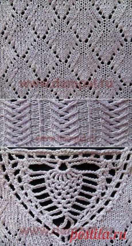 Вязаная женская кофточка с ажурной вставкой | DAMские PALьчики. ru