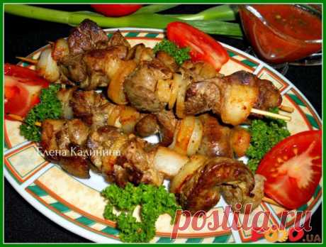 Шашлык на сковороде из куриной печени - Кулинарные рецепты на Food.ua