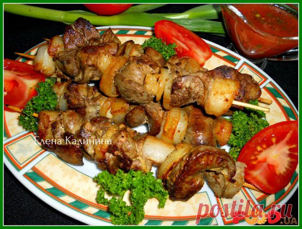 Шашлык на сковороде из куриной печени - Кулинарные рецепты на Food.ua