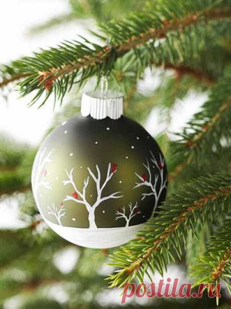 Snowy-Painted Scene Christmas Ornament