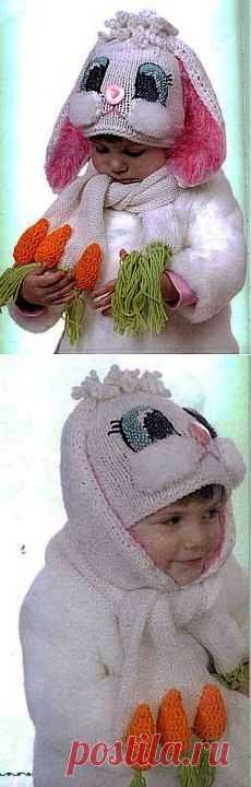 Шапка-зайка для ребенка / Вязание спицами для детей / PassionForum - мастер-классы по рукоделию