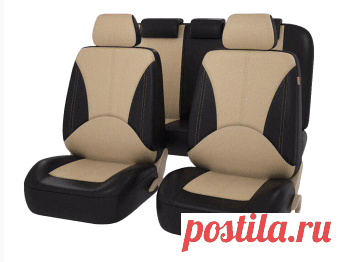 Авточехлы из экокожи Черно-Бежевый