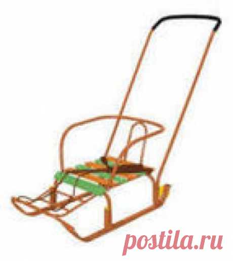 НИКА Санки ТИМКА 3+ большие колеса (плоские полозья,подножка, 2полож ручки) Оранжевый