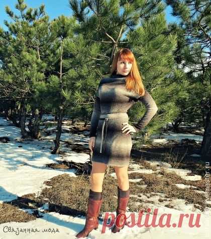 Копия работы Вязаное платье " Дымка " - разноцветный,в полоску,платье