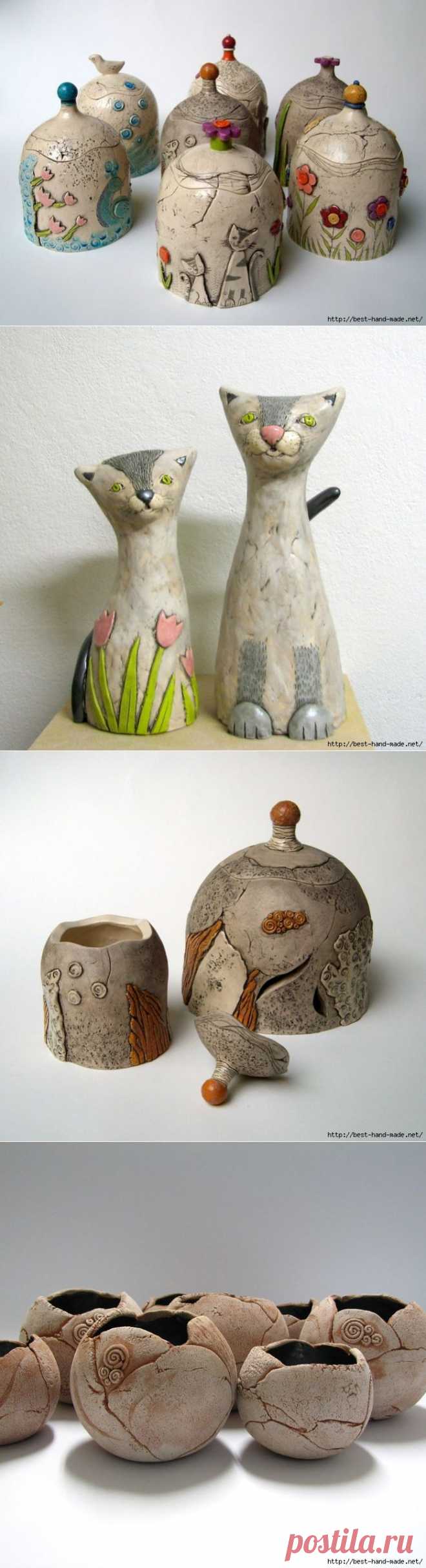 Глиняные кошки и другие красивости от Tika, Словения. Работы и мастер-классы.