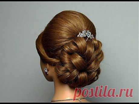 Свадебная, вечерняя , прическа на выпускной на длинные волосы. Wedding prom hairstyle - YouTube