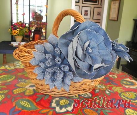 Джинсовые цветы. Идеи и МК