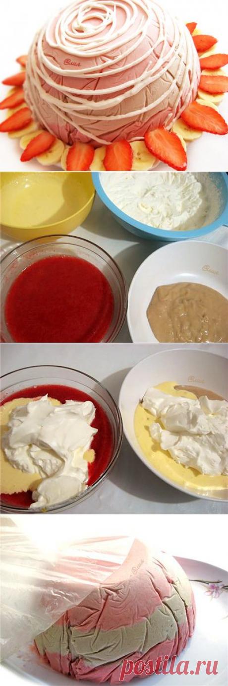 КЛУБНИЧНО-БАНАНОВЫЙ ТОРТ МОРОЖЕННОЕ