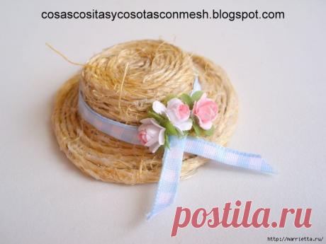 Соломенная шляпка из бечевки для куклы. Мастер-класс