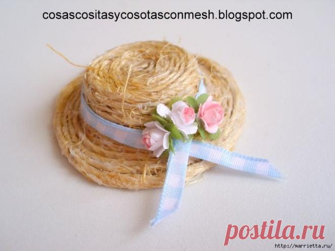 Соломенная шляпка из бечевки для куклы. Мастер-класс