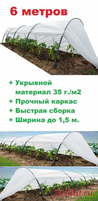 Парник теплица быстровозводимая 6 метров, Прочная устойчивая дуга диметром 20 мм. из поликкарбоната. Края дуг заостреные для комфортного монтажа. Легкость и быстрота монтажа позволит существенно сохранить ваше время. Укрывное покрытие из соверменного нетканного материала Спанбонд плостостью 35 г/кв.м. обеспечивает идеальный микроклимат для рассады внутри парника. многолетники для сада