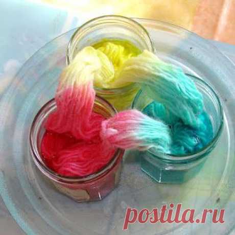 Секционное окрашивание пряжи в микроволновке - Вязание - Моя копилочка