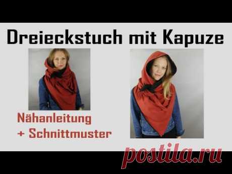 Dreieckstuch mit Kapuze nähen mit kostenlosem Schnittmuster One Size Wickelschal