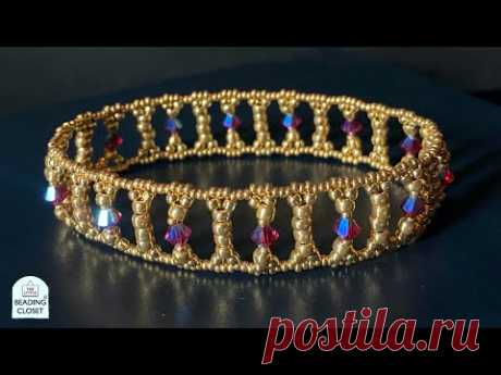 Beaded Bracelet Tutorial : OLYMPIAN OVALS  using seed beads and Swarovski bicones
