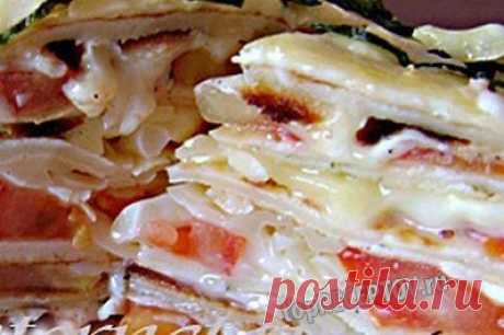 Блинный торт с помидорами » Кулинарные рецепты TOPreceptov
