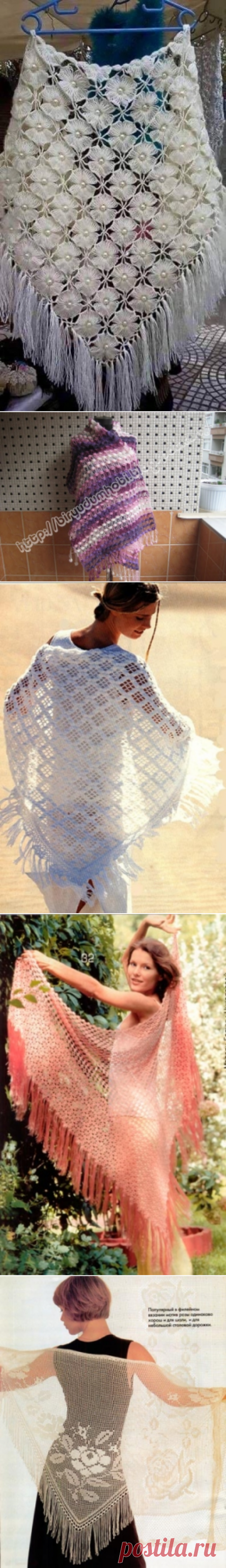 Очаровательные шали крючком. / Вязание крючком / Женская одежда крючком. Схемы и описание