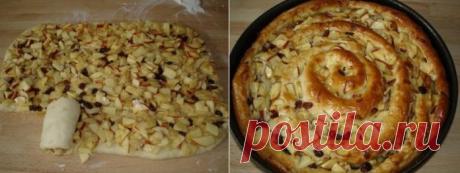 Красивейший яблочный пирог "Улитка" с орехами и изюмом