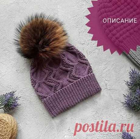 Красивая женская шапка спицами, пошаговое описание