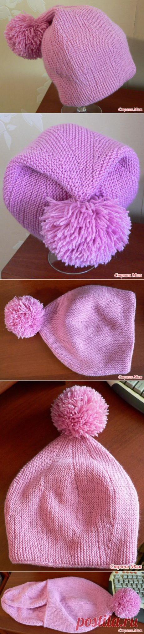 Шапочка, связанная частичным вязанием