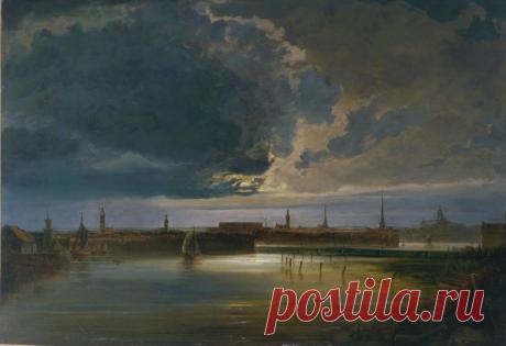 Peder Balke - Moonlit View over Stockholm - t4046 | TiPiTi.info