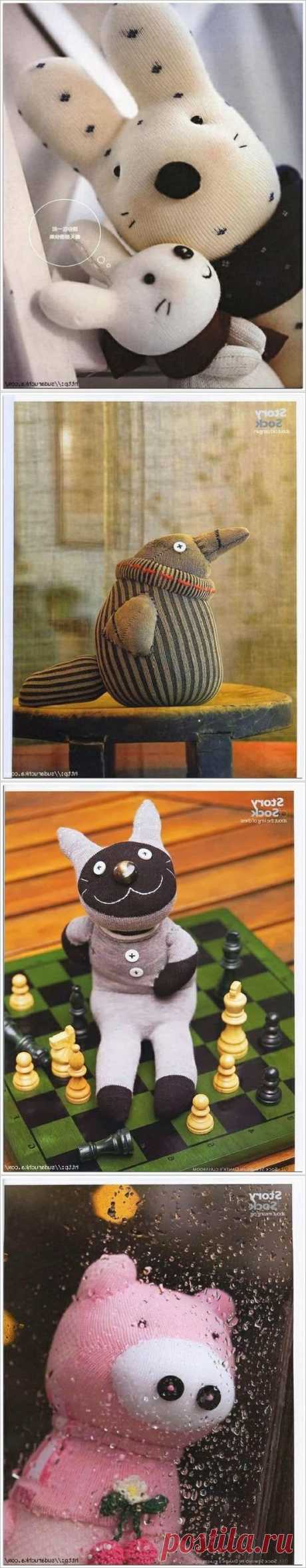 Идеи по шитью игрушек из носок. Sock Toys DIY tutorial. ~