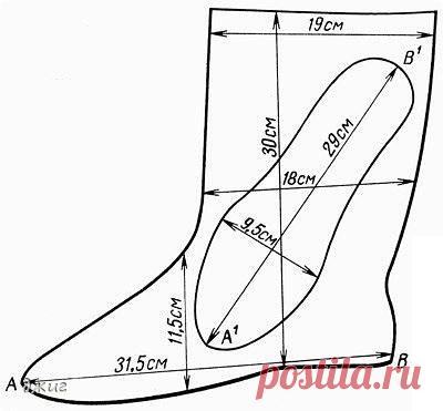 Домашние сапожки из фетра с декором из цветов (лекала)